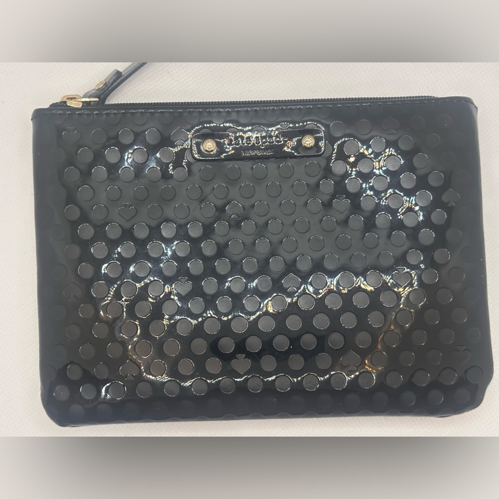 Kate Spade Black Polka Dot Patent Leather Wristlet Clutch | Y2K Chic